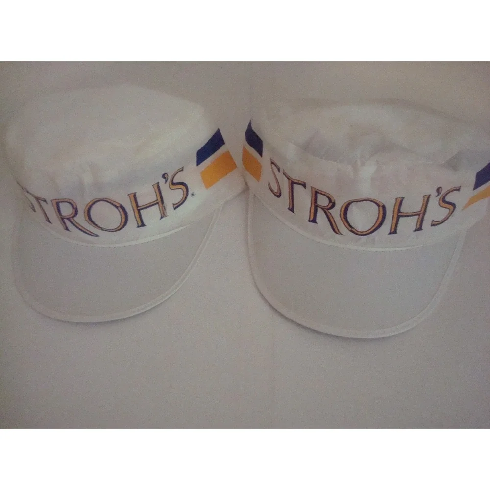 2PC LOT STROHS BEER PAINTERS PAINTER 90S HAT CAP VINTAGE DEADSTOCK C3